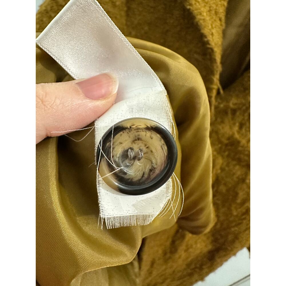 Bar III Wool Blend Olive Mustard Green Single-breasted Buttoned Coat Women‘s L!! - Picture 8 of 8